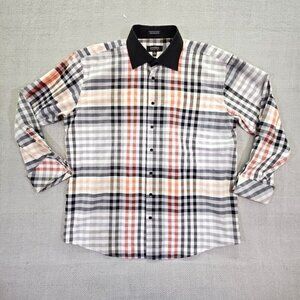 John Sparks Shirt XL 17/17 1/2 x 34/35 Gray & Red Long Sleeve Old Money Luxury